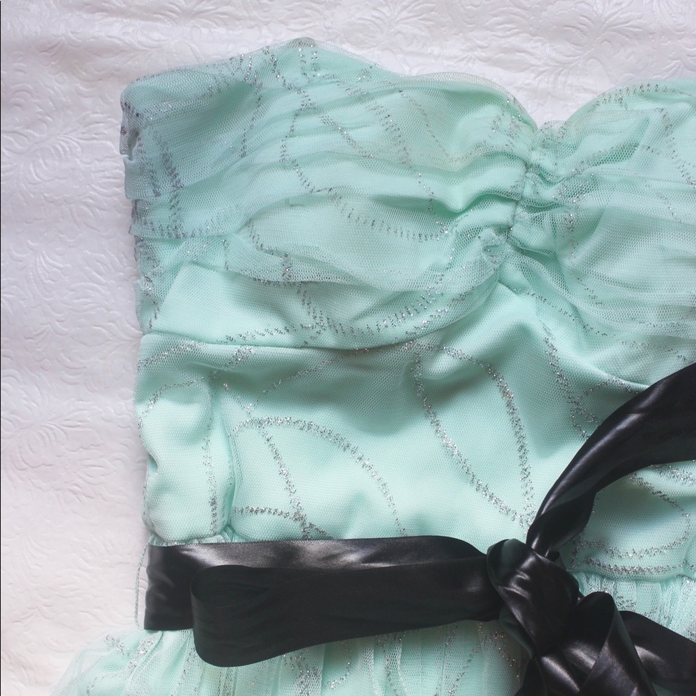 Mint Green Glitter Strapless Dress